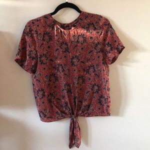 Madewell Silk Button Back Tie Tee